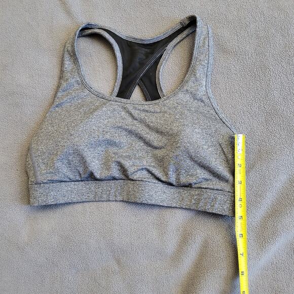 REEBOK Sports Bra Womens Large Heathered Gray Padded Peekaboo Back Run Gym Yoga - Picture 6 of 12